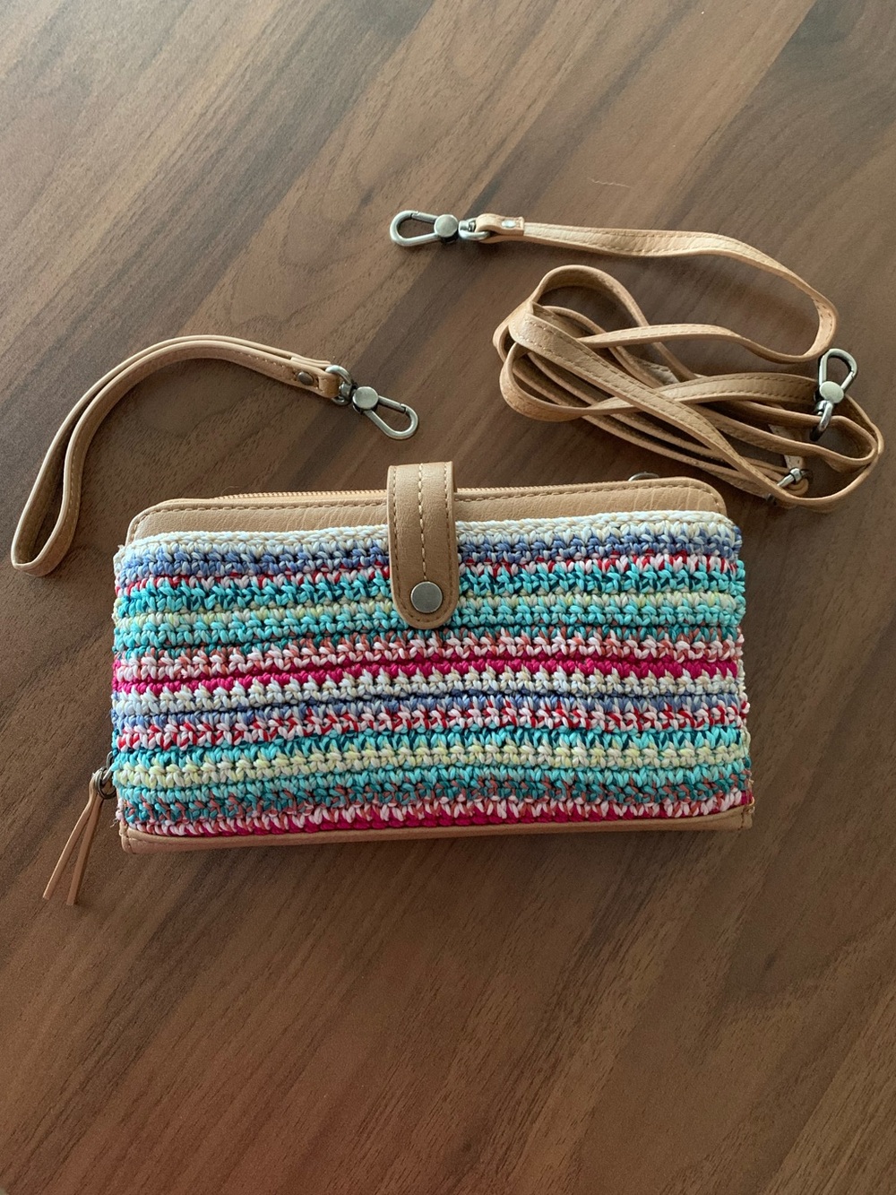 💙The Sak Iris Crochet Eden Stripe Convertible Bag